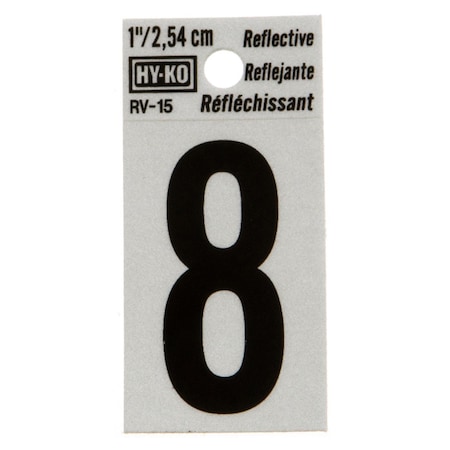 Hy-Ko 1.25In Reflective Number 8, 10PK B00371